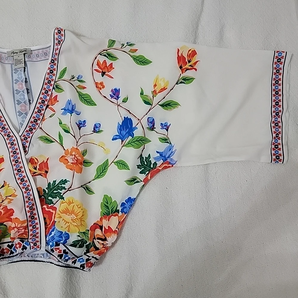 Flying Tomato Floral Embroidered Blouse - White and Multicolor - Picture 7 of 8